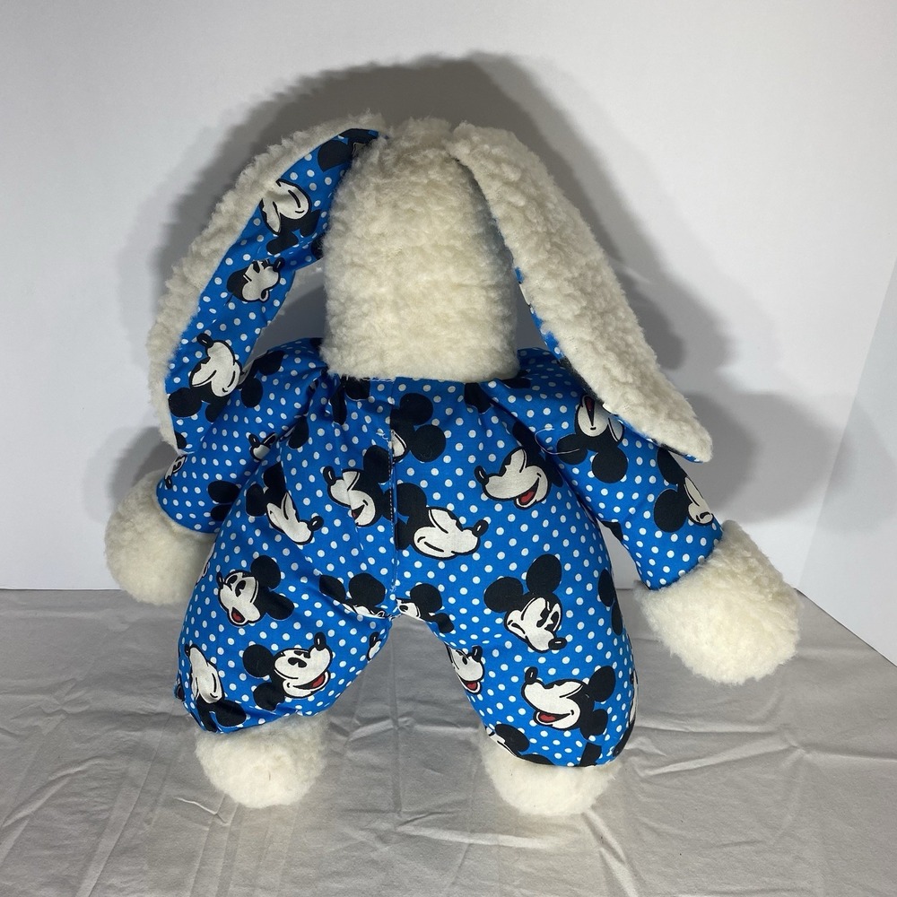 Vintage Mickey Mouse Bunny Plush Doll Blue Polka Dot Snowsuit Disney No Tags - Picture 2 of 8